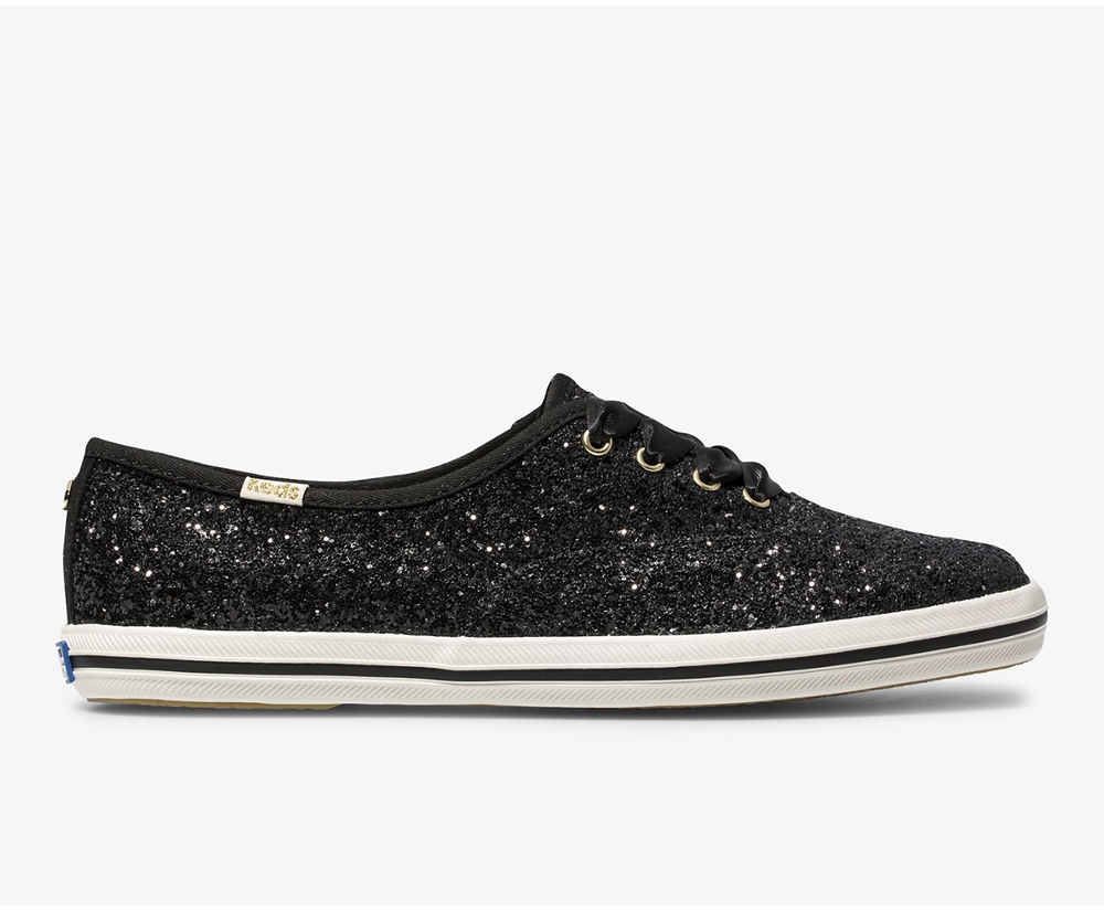 Keds Sneakers Black - Kate Spade new york Champion Glitter - Womens KJAXNG-726